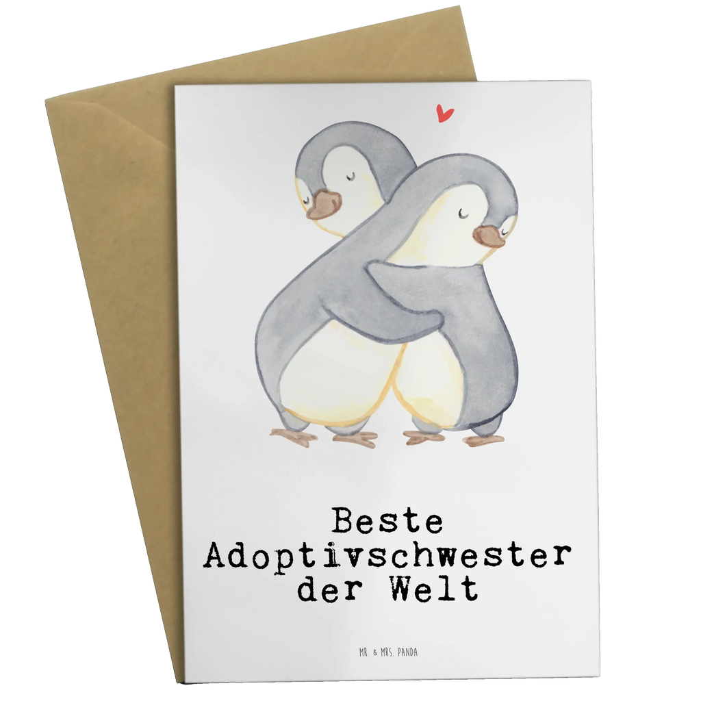 Grußkarte Pinguin Beste Adoptivschwester der Welt Grußkarte, Klappkarte, Einladungskarte, Glückwunschkarte, Hochzeitskarte, Geburtstagskarte, Karte, Ansichtskarten, für, Dankeschön, Geschenk, Schenken, Geburtstag, Geburtstagsgeschenk, Geschenkidee, Danke, Bedanken, Mitbringsel, Freude machen, Geschenktipp, Adoptivschwester, Adoptiv, adoptiert, Schwester, Geschwister, Schwesterherz, Sister, Familie, Kleinigkeit, Beste, Tochter