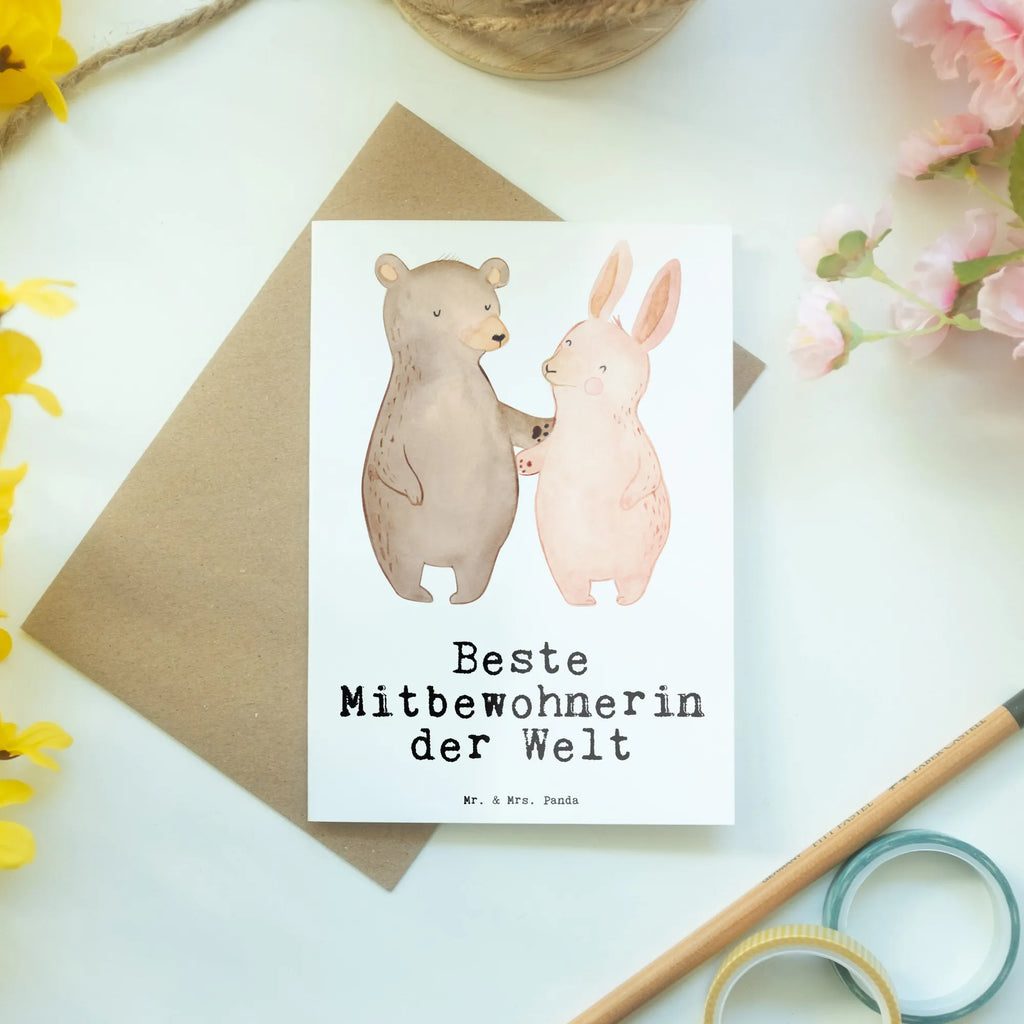 Grußkarte Hase Beste Mitbewohnerin der Welt Grußkarte, Klappkarte, Einladungskarte, Glückwunschkarte, Hochzeitskarte, Geburtstagskarte, Karte, Ansichtskarten, für, Dankeschön, Geschenk, Schenken, Geburtstag, Geburtstagsgeschenk, Geschenkidee, Danke, Bedanken, Mitbringsel, Freude machen, Geschenktipp, Mitbewohnerin, WG, Zimmernachbarin, Wohngemeinschaft, WG-Bewohnerin, Zimmerkollegin, Zimmergenossin, Stubenkameradin