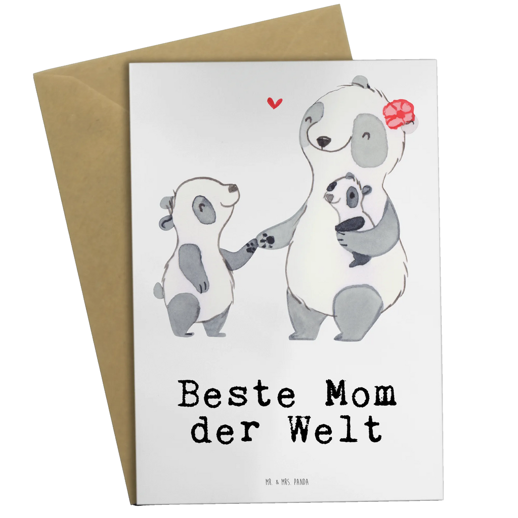 Grußkarte Panda Beste Mom der Welt Grußkarte, Klappkarte, Einladungskarte, Glückwunschkarte, Hochzeitskarte, Geburtstagskarte, Karte, Ansichtskarten, für, Dankeschön, Geschenk, Schenken, Geburtstag, Geburtstagsgeschenk, Geschenkidee, Danke, Bedanken, Mitbringsel, Freude machen, Geschenktipp, Mom, Mommy, Mama, Mami, Mutter, Muttertag, Mutti, Ma, Tochter, Sohn, Beste Mama, Beste, Supermama