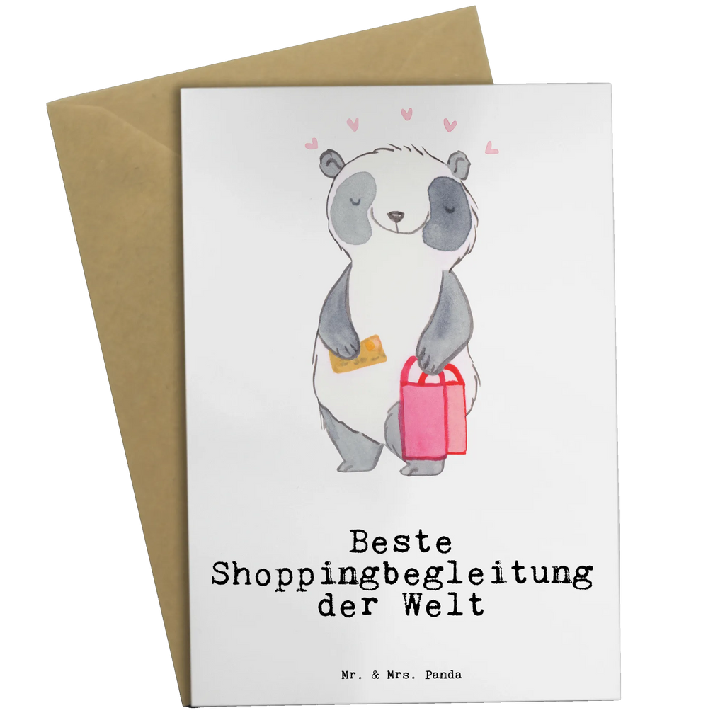 Grußkarte Panda Beste Shoppingbegleitung der Welt Grußkarte, Klappkarte, Einladungskarte, Glückwunschkarte, Hochzeitskarte, Geburtstagskarte, Karte, Ansichtskarten, für, Dankeschön, Geschenk, Schenken, Geburtstag, Geburtstagsgeschenk, Geschenkidee, Danke, Bedanken, Mitbringsel, Freude machen, Geschenktipp, Shoppingbegleitung, Shoppingpartner, Begleitung, Shoppen, Partner, Freundin, Freund, bff, Shopping, Einkaufen, Shopping-Queen, Queen, Bester