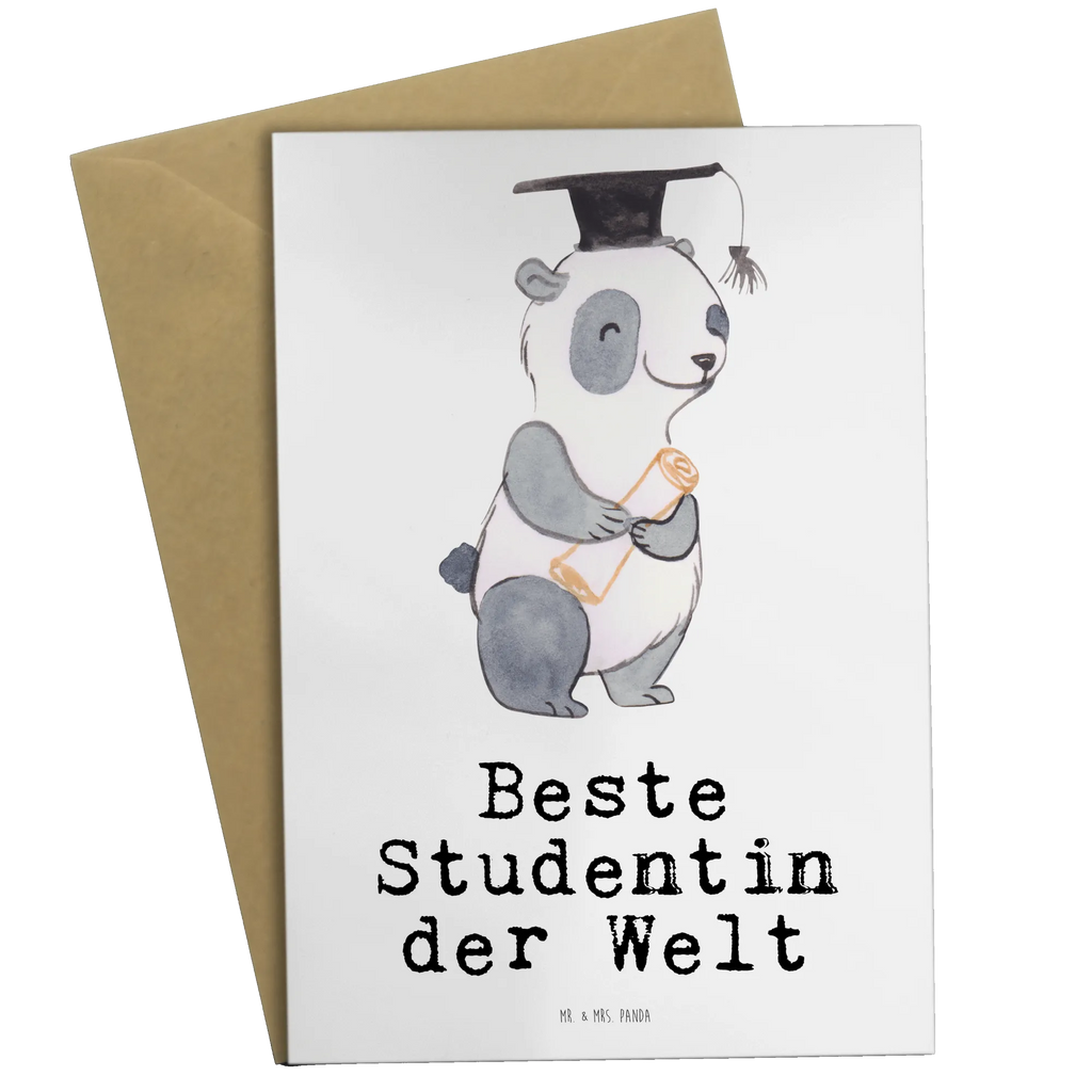 Grußkarte Panda Beste Studentin der Welt Grußkarte, Klappkarte, Einladungskarte, Glückwunschkarte, Hochzeitskarte, Geburtstagskarte, Karte, Ansichtskarten, für, Dankeschön, Geschenk, Schenken, Geburtstag, Geburtstagsgeschenk, Geschenkidee, Danke, Bedanken, Mitbringsel, Freude machen, Geschenktipp, Studentin, Studium, Tochter, Spaß, Musterschülerin, lustig, Studienabschluss, witzig, Universität, Abschluss, Alumni, Uni, Studenten, Hochschule