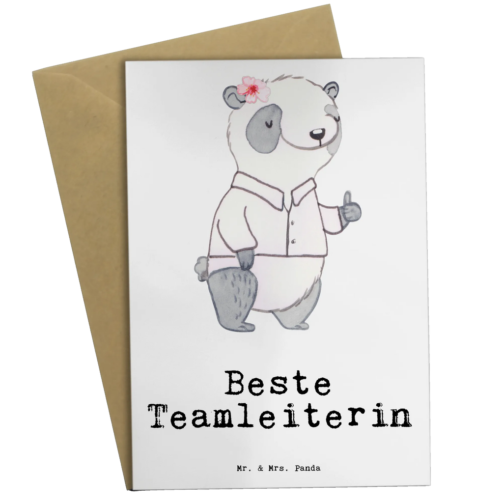 Grußkarte Panda Beste Teamleiterin Grußkarte, Klappkarte, Einladungskarte, Glückwunschkarte, Hochzeitskarte, Geburtstagskarte, Karte, Ansichtskarten, für, Dankeschön, Geschenk, Schenken, Geburtstag, Geburtstagsgeschenk, Geschenkidee, Danke, Bedanken, Mitbringsel, Freude machen, Geschenktipp, Teamleiterin, Seminarleiterin, Gruppenleiterin, Leiterin, Kollegin, Chefin, Vorgesetzte, Abschied, Abschiedsgeschenk, Ruhestand