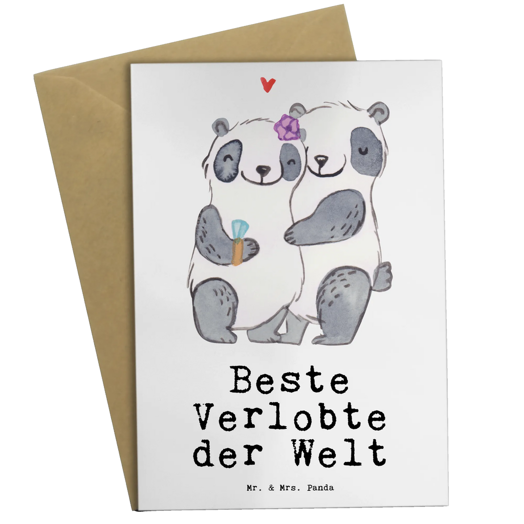 Grußkarte Panda Beste Verlobte der Welt Grußkarte, Klappkarte, Einladungskarte, Glückwunschkarte, Hochzeitskarte, Geburtstagskarte, Karte, Ansichtskarten, für, Dankeschön, Geschenk, Schenken, Geburtstag, Geburtstagsgeschenk, Geschenkidee, Danke, Bedanken, Mitbringsel, Freude machen, Geschenktipp, Verlobte, Verloben, Verlobung, Traumfrau, Frau, Freundin, Ehefrau, Zukünftige, Hochzeit, Ehe