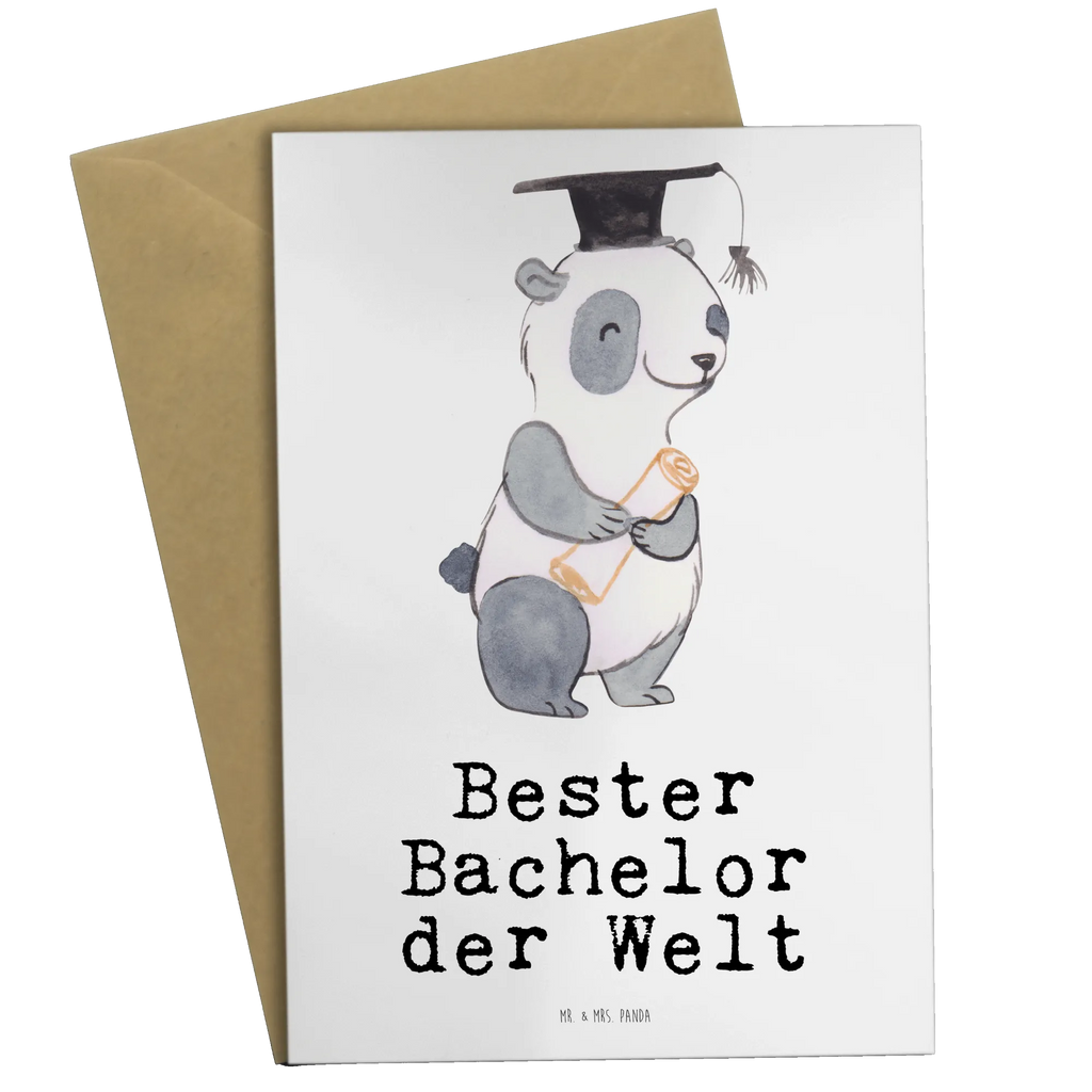 Grußkarte Panda Bester Bachelor der Welt Grußkarte, Klappkarte, Einladungskarte, Glückwunschkarte, Hochzeitskarte, Geburtstagskarte, Karte, Ansichtskarten, für, Dankeschön, Geschenk, Schenken, Geburtstag, Geburtstagsgeschenk, Geschenkidee, Danke, Bedanken, Mitbringsel, Freude machen, Geschenktipp, Bachelor, Student, Studium, Sohn, Spaß, Musterschüler, lustig, Studienabschluss, witzig, Universität, Abschluss, Alumni, Uni, Studenten, Hochschule