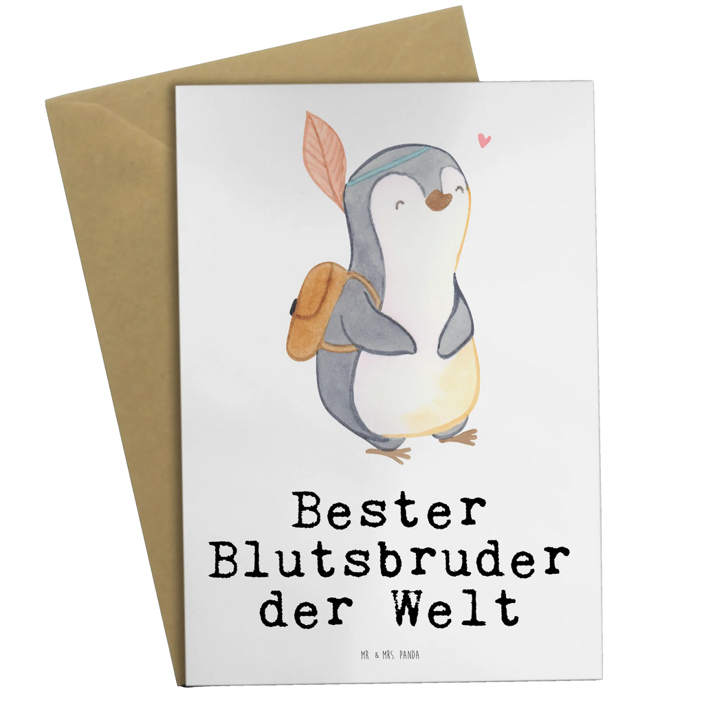 Grußkarte Pinguin Bester Blutsbruder der Welt Grußkarte, Klappkarte, Einladungskarte, Glückwunschkarte, Hochzeitskarte, Geburtstagskarte, Karte, Ansichtskarten, für, Dankeschön, Geschenk, Schenken, Geburtstag, Geburtstagsgeschenk, Geschenkidee, Danke, Bedanken, Mitbringsel, Freude machen, Geschenktipp, Blutsbruder, Blutsgeschwister, Freund, Brüder, Geschwister, Bruderherz, Brother, Familie, Kleinigkeit, Bester, Sido