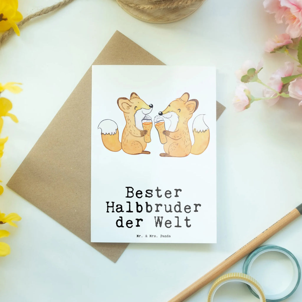 Grußkarte Fuchs Bester Halbbruder der Welt Grußkarte, Klappkarte, Einladungskarte, Glückwunschkarte, Hochzeitskarte, Geburtstagskarte, Karte, Ansichtskarten, für, Dankeschön, Geschenk, Schenken, Geburtstag, Geburtstagsgeschenk, Geschenkidee, Danke, Bedanken, Mitbringsel, Freude machen, Geschenktipp, Halbbruder, Stiefbruder, Stief, Stiefgeschwister, Bruder, Brudi, Geschwister, Bruderherz, Schwester, Familie, Kleinigkeit, Brother, Bester, Sohn