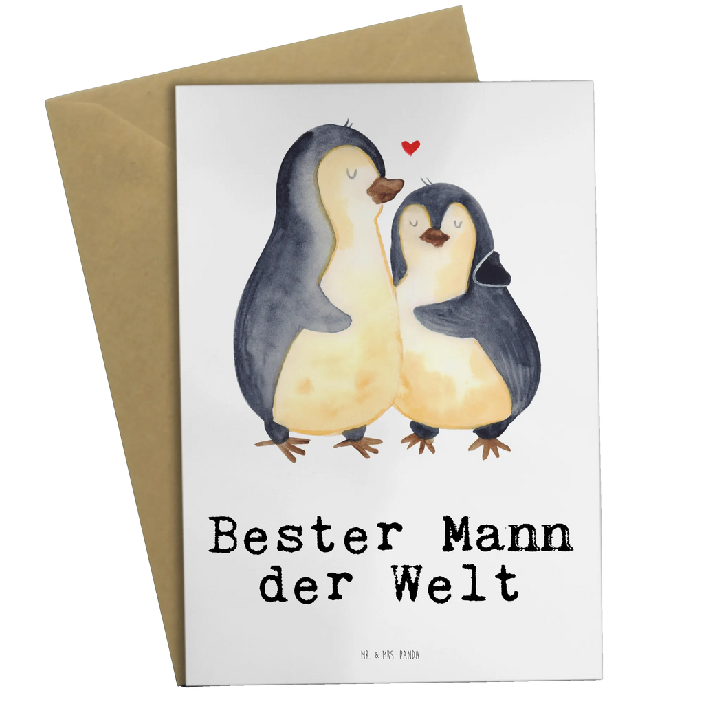 Grußkarte Pinguin Bester Mann der Welt Grußkarte, Klappkarte, Einladungskarte, Glückwunschkarte, Hochzeitskarte, Geburtstagskarte, Karte, Ansichtskarten, für, Dankeschön, Geschenk, Schenken, Geburtstag, Geburtstagsgeschenk, Geschenkidee, Danke, Bedanken, Mitbringsel, Freude machen, Geschenktipp, Ehemann, Beste, Mann, Partner, Freund, Traummann, Liebling, Ehepartner, Ehe, Gatte, Lebensgefährte, Bräutigam, Kleinigkeit