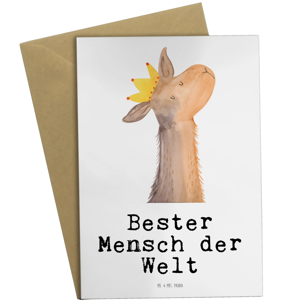 Grußkarte Lama Bester Mensch der Welt Grußkarte, Klappkarte, Einladungskarte, Glückwunschkarte, Hochzeitskarte, Geburtstagskarte, Karte, Ansichtskarten, für, Dankeschön, Geschenk, Schenken, Geburtstag, Geburtstagsgeschenk, Geschenkidee, Danke, Bedanken, Mitbringsel, Freude machen, Geschenktipp, Lieblingsmensch, Liebling, Lieblings Mensch, tollster Mensch, Vorbild, Partner, Ehemann, Ehefrau, Liebe, Valentinstag