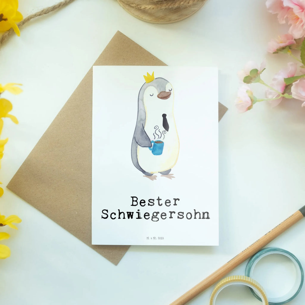 Grußkarte Pinguin Bester Schwiegersohn Grußkarte, Klappkarte, Einladungskarte, Glückwunschkarte, Hochzeitskarte, Geburtstagskarte, Karte, Ansichtskarten, für, Dankeschön, Geschenk, Schenken, Geburtstag, Geburtstagsgeschenk, Geschenkidee, Danke, Bedanken, Mitbringsel, Freude machen, Geschenktipp, Schwiegersohn, Tochter, Ehefrau des Sohns, Frau, angeheiratet, Hochzeit, Heirat