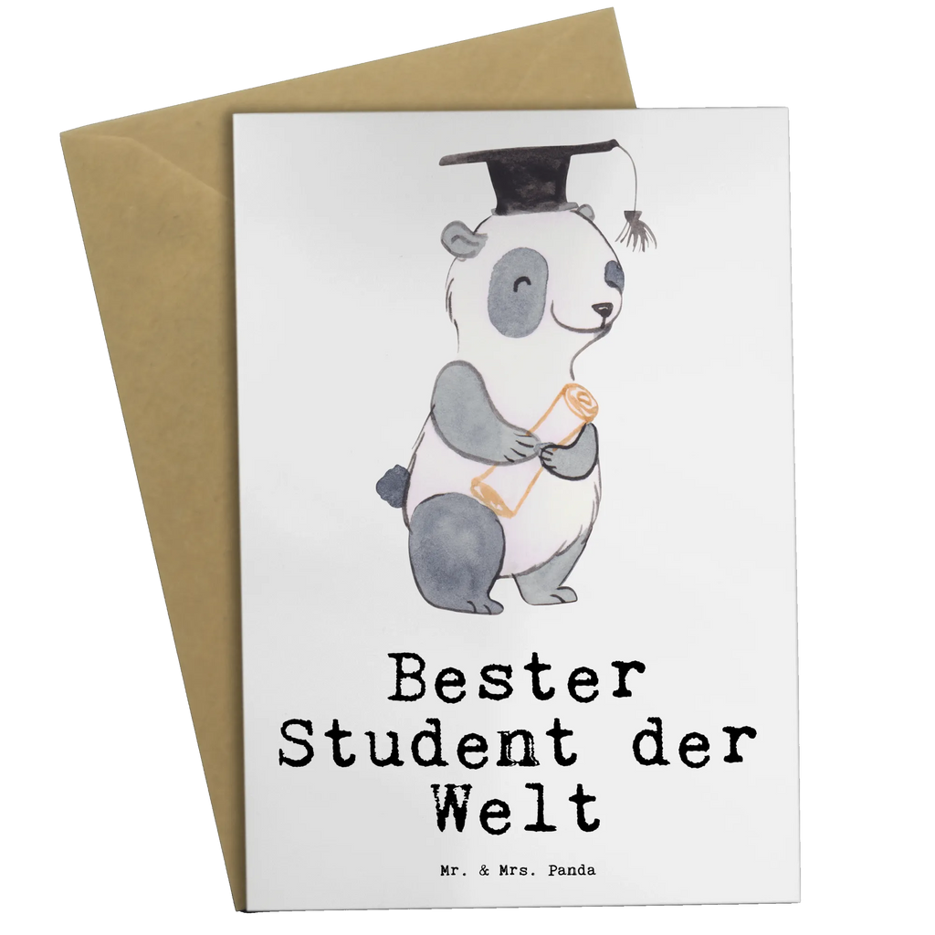 Grußkarte Panda Bester Student der Welt Grußkarte, Klappkarte, Einladungskarte, Glückwunschkarte, Hochzeitskarte, Geburtstagskarte, Karte, Ansichtskarten, für, Dankeschön, Geschenk, Schenken, Geburtstag, Geburtstagsgeschenk, Geschenkidee, Danke, Bedanken, Mitbringsel, Freude machen, Geschenktipp, Student, Studium, Sohn, Spaß, Musterschüler, lustig, Studienabschluss, witzig, Universität, Abschluss, Alumni, Uni, Studenten, Hochschule