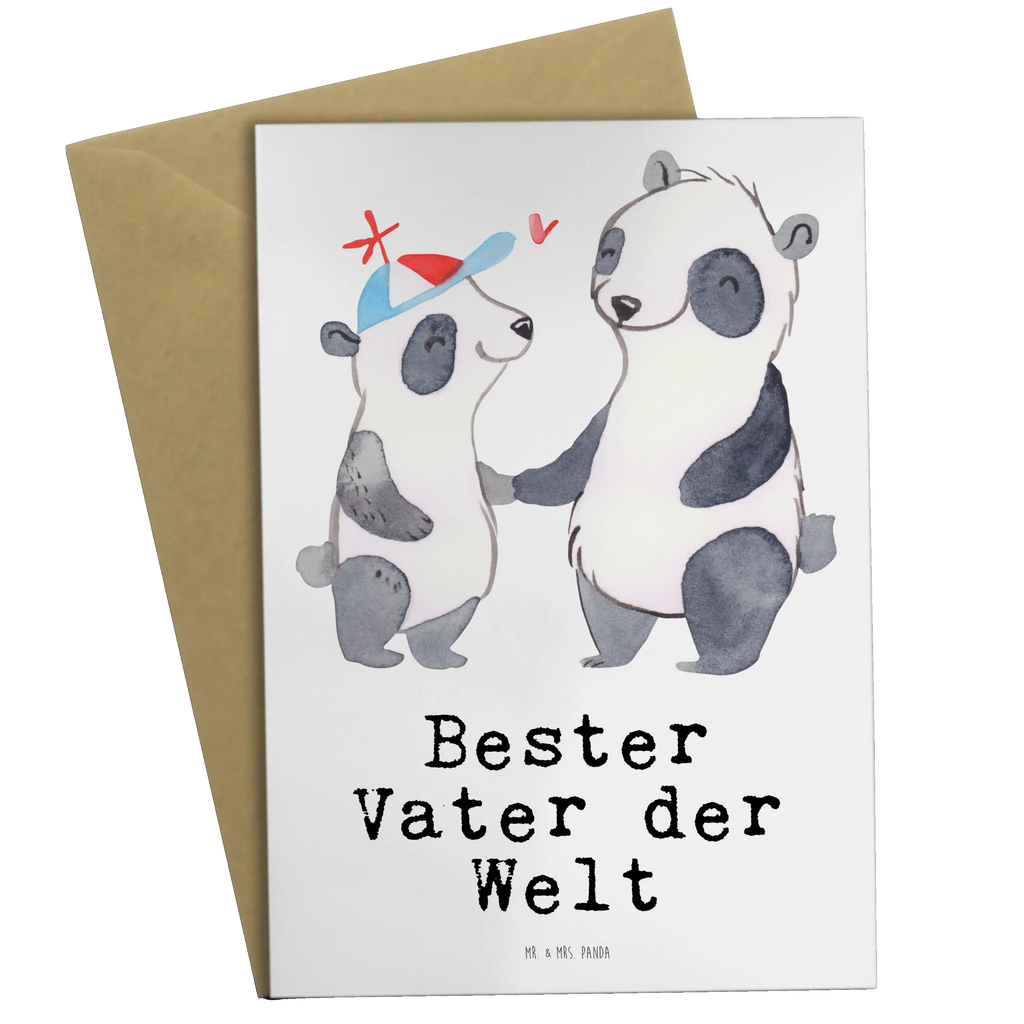 Grußkarte Panda Bester Vater der Welt Grußkarte, Klappkarte, Einladungskarte, Glückwunschkarte, Hochzeitskarte, Geburtstagskarte, Karte, Ansichtskarten, für, Dankeschön, Geschenk, Schenken, Geburtstag, Geburtstagsgeschenk, Geschenkidee, Danke, Bedanken, Mitbringsel, Freude machen, Geschenktipp, Vater, Papa, Dad, Daddy, Paps, Papi, Vati, Eltern, Geschenk Vater, Mann, Familie, Bester, Kleinigkeit