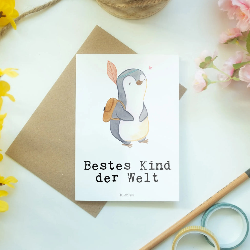 Grußkarte Pinguin Bestes Kind der Welt Grußkarte, Klappkarte, Einladungskarte, Glückwunschkarte, Hochzeitskarte, Geburtstagskarte, Karte, Ansichtskarten, für, Dankeschön, Geschenk, Schenken, Geburtstag, Geburtstagsgeschenk, Geschenkidee, Danke, Bedanken, Mitbringsel, Freude machen, Geschenktipp, Kinder, Kind, Kid, Kids, Kiddy, Bestes, Tochter, Sohn, Nachwuchs, Geburt, Liebling, Taufe