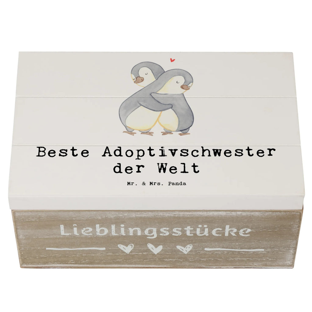 Holzkiste Pinguin Beste Adoptivschwester der Welt Holzkiste, Kiste, Schatzkiste, Truhe, Schatulle, XXL, Erinnerungsbox, Erinnerungskiste, Dekokiste, Aufbewahrungsbox, Geschenkbox, Geschenkdose, für, Dankeschön, Geschenk, Schenken, Geburtstag, Geburtstagsgeschenk, Geschenkidee, Danke, Bedanken, Mitbringsel, Freude machen, Geschenktipp, Adoptivschwester, Adoptiv, adoptiert, Schwester, Geschwister, Schwesterherz, Sister, Familie, Kleinigkeit, Beste, Tochter