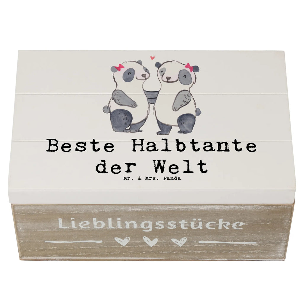 Holzkiste Panda Beste Halbtante der Welt Holzkiste, Kiste, Schatzkiste, Truhe, Schatulle, XXL, Erinnerungsbox, Erinnerungskiste, Dekokiste, Aufbewahrungsbox, Geschenkbox, Geschenkdose, für, Dankeschön, Geschenk, Schenken, Geburtstag, Geburtstagsgeschenk, Geschenkidee, Danke, Bedanken, Mitbringsel, Freude machen, Geschenktipp, Halbtante, Tante, beste Tante, Stieftante, Stief, Stiefgeschwister, Familie, Kleinigkeit