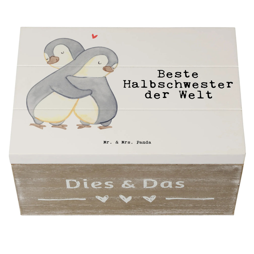 Holzkiste Pinguin Beste Halbschwester der Welt Holzkiste, Kiste, Schatzkiste, Truhe, Schatulle, XXL, Erinnerungsbox, Erinnerungskiste, Dekokiste, Aufbewahrungsbox, Geschenkbox, Geschenkdose, für, Dankeschön, Geschenk, Schenken, Geburtstag, Geburtstagsgeschenk, Geschenkidee, Danke, Bedanken, Mitbringsel, Freude machen, Geschenktipp, Halbschwester, Stiefschwester, Stiefgeschwister, Schwestern, Schwester, Geschwister, Schwesterherz, Sister, Familie, Kleinigkeit, Beste, Tochter, Liebe, Kinder