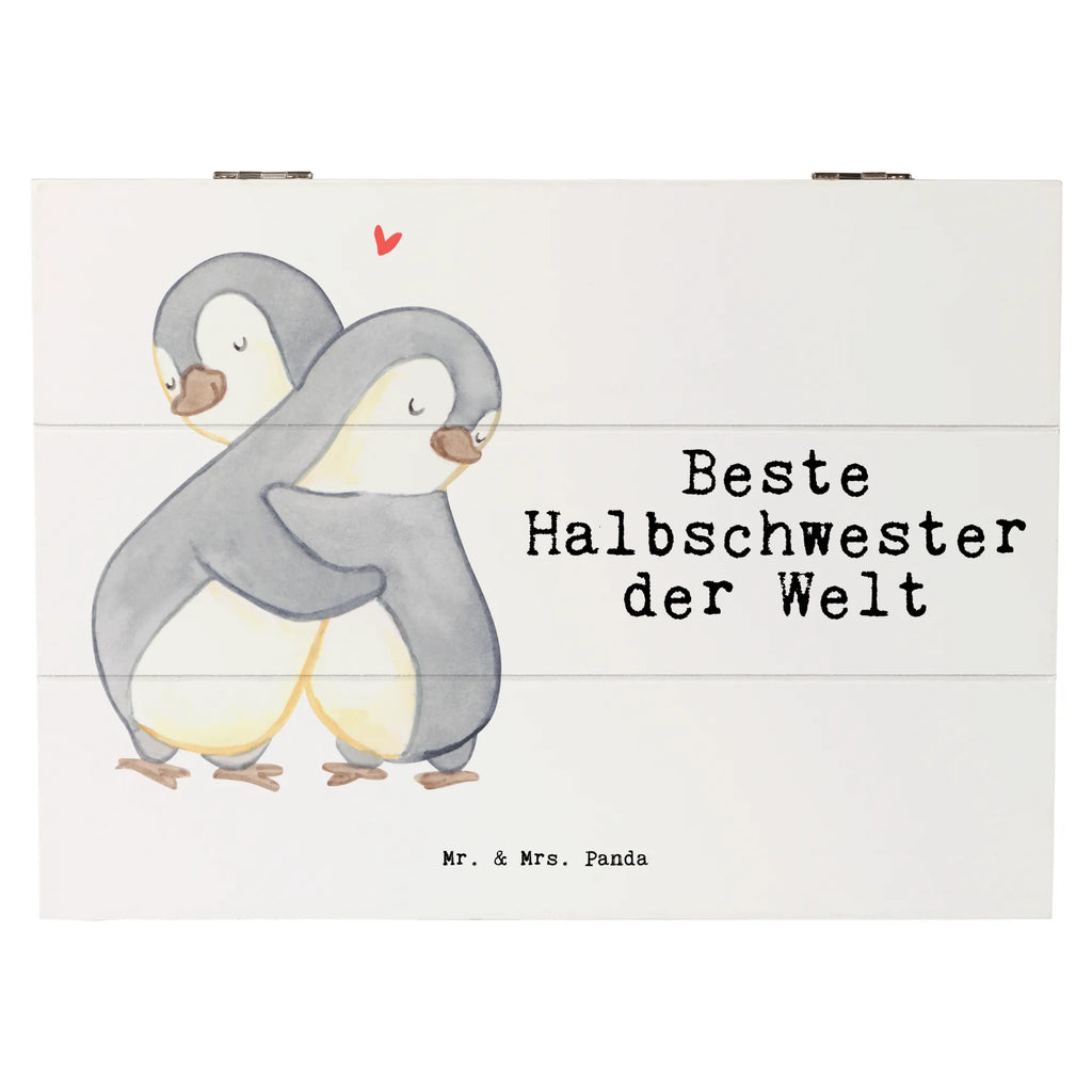 Holzkiste Pinguin Beste Halbschwester der Welt Holzkiste, Kiste, Schatzkiste, Truhe, Schatulle, XXL, Erinnerungsbox, Erinnerungskiste, Dekokiste, Aufbewahrungsbox, Geschenkbox, Geschenkdose, für, Dankeschön, Geschenk, Schenken, Geburtstag, Geburtstagsgeschenk, Geschenkidee, Danke, Bedanken, Mitbringsel, Freude machen, Geschenktipp, Halbschwester, Stiefschwester, Stiefgeschwister, Schwestern, Schwester, Geschwister, Schwesterherz, Sister, Familie, Kleinigkeit, Beste, Tochter, Liebe, Kinder