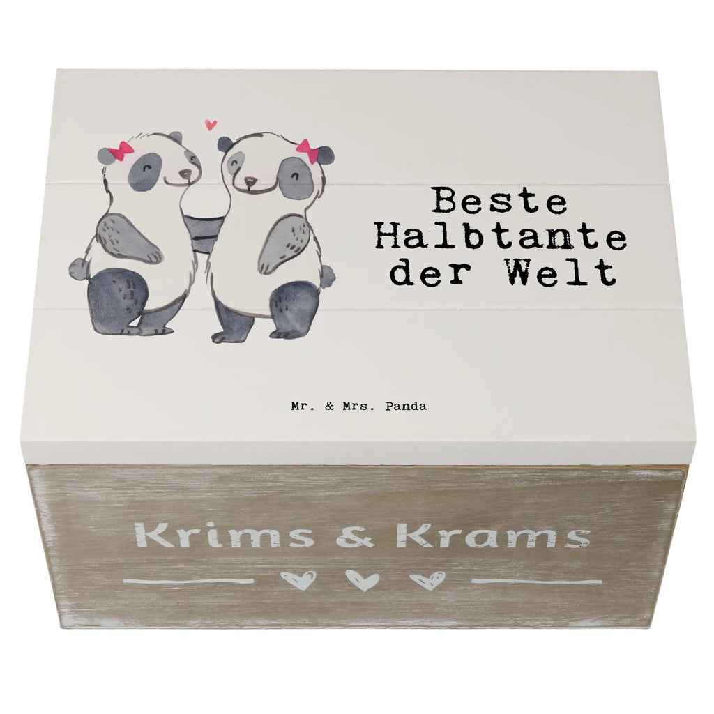 Holzkiste Panda Beste Halbtante der Welt Holzkiste, Kiste, Schatzkiste, Truhe, Schatulle, XXL, Erinnerungsbox, Erinnerungskiste, Dekokiste, Aufbewahrungsbox, Geschenkbox, Geschenkdose, für, Dankeschön, Geschenk, Schenken, Geburtstag, Geburtstagsgeschenk, Geschenkidee, Danke, Bedanken, Mitbringsel, Freude machen, Geschenktipp, Halbtante, Tante, beste Tante, Stieftante, Stief, Stiefgeschwister, Familie, Kleinigkeit