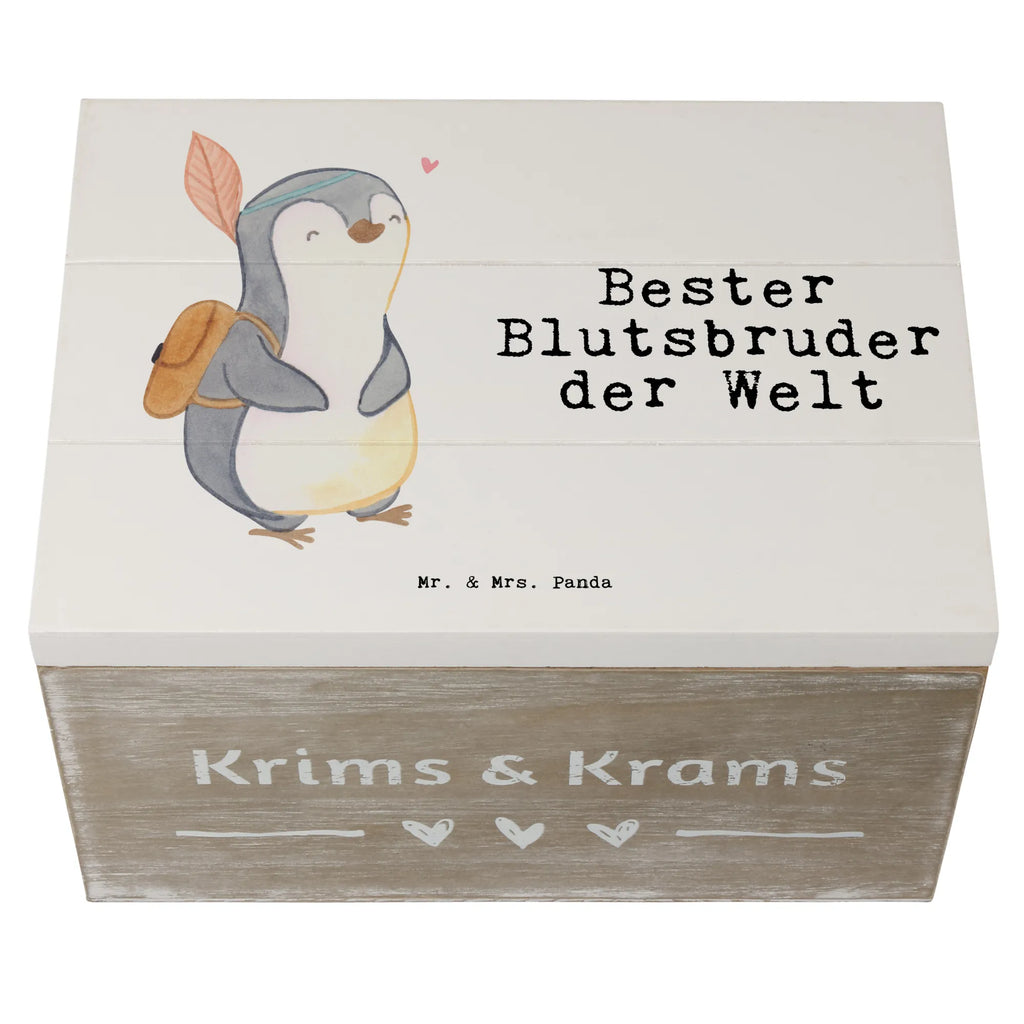 Holzkiste Pinguin Bester Blutsbruder der Welt Holzkiste, Kiste, Schatzkiste, Truhe, Schatulle, XXL, Erinnerungsbox, Erinnerungskiste, Dekokiste, Aufbewahrungsbox, Geschenkbox, Geschenkdose, für, Dankeschön, Geschenk, Schenken, Geburtstag, Geburtstagsgeschenk, Geschenkidee, Danke, Bedanken, Mitbringsel, Freude machen, Geschenktipp, Blutsbruder, Blutsgeschwister, Freund, Brüder, Geschwister, Bruderherz, Brother, Familie, Kleinigkeit, Bester, Sido