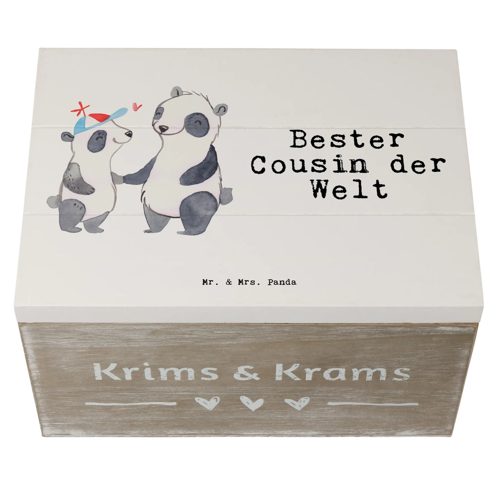 Holzkiste Panda Bester Cousin der Welt Holzkiste, Kiste, Schatzkiste, Truhe, Schatulle, XXL, Erinnerungsbox, Erinnerungskiste, Dekokiste, Aufbewahrungsbox, Geschenkbox, Geschenkdose, für, Dankeschön, Geschenk, Schenken, Geburtstag, Geburtstagsgeschenk, Geschenkidee, Danke, Bedanken, Mitbringsel, Freude machen, Geschenktipp, Cousin, Kousin, Vetter, Sohn von Onkel, Sohn von Tante, Familie, Verwandtschaft, Cousine