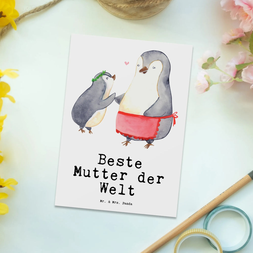 Postkarte Pinguin Beste Mutter der Welt Postkarte, Karte, Geschenkkarte, Grußkarte, Einladung, Ansichtskarte, Geburtstagskarte, Einladungskarte, Dankeskarte, Ansichtskarten, Einladung Geburtstag, Einladungskarten Geburtstag, für, Dankeschön, Geschenk, Schenken, Geburtstag, Geburtstagsgeschenk, Geschenkidee, Danke, Bedanken, Mitbringsel, Freude machen, Geschenktipp, Mama, Mami, Mutter, Muttertag, Mutti, Ma, Tochter, Sohn, Beste Mama, Beste, Supermama