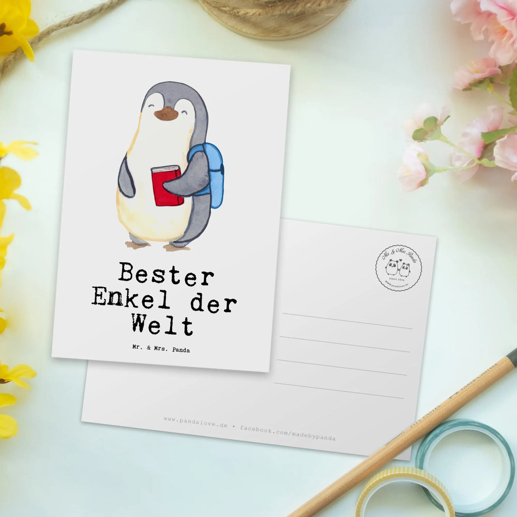 Postkarte Pinguin Bester Enkel der Welt Postkarte, Karte, Geschenkkarte, Grußkarte, Einladung, Ansichtskarte, Geburtstagskarte, Einladungskarte, Dankeskarte, Ansichtskarten, Einladung Geburtstag, Einladungskarten Geburtstag, für, Dankeschön, Geschenk, Schenken, Geburtstag, Geburtstagsgeschenk, Geschenkidee, Danke, Bedanken, Mitbringsel, Freude machen, Geschenktipp, Enkel, Enkelkind, Enkelsohn, Oma, Opa, Kind von Tochter, Kind von Sohn, Taufe, Großsohn