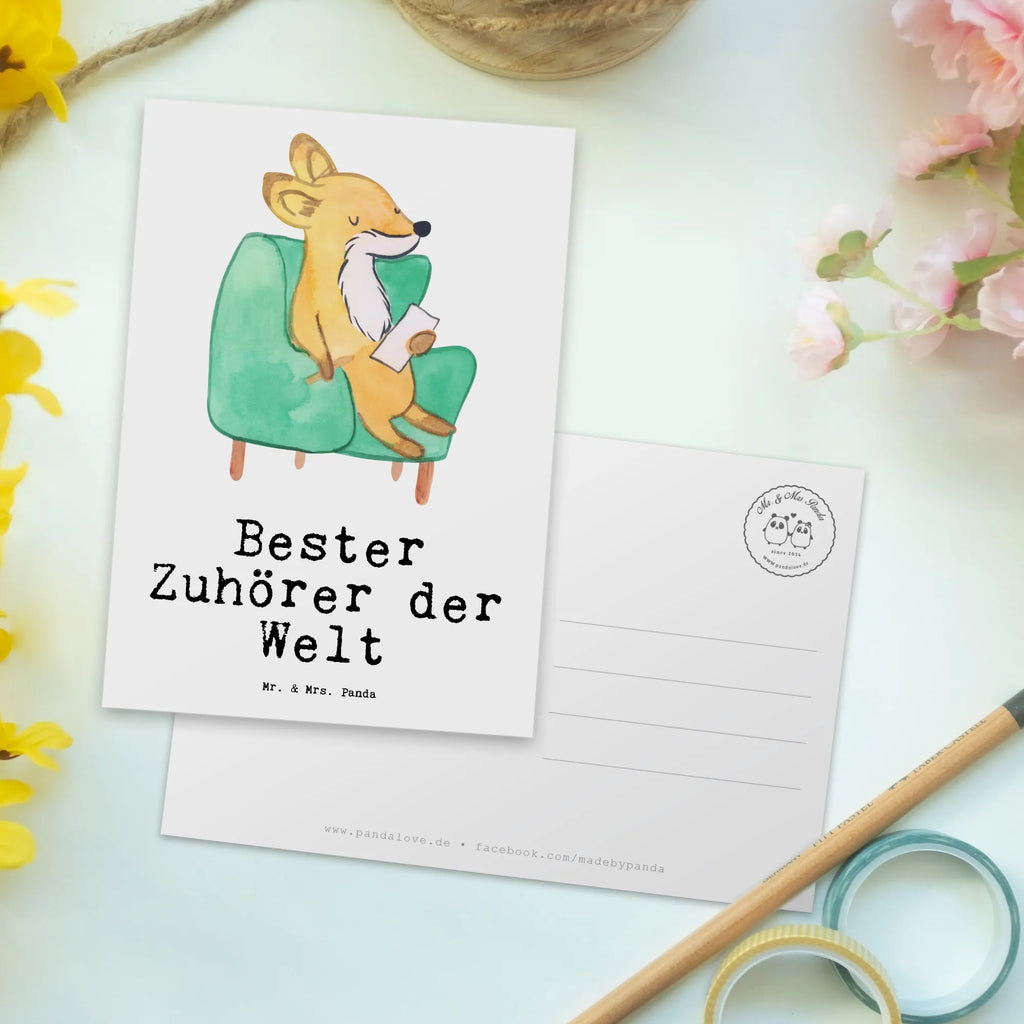 Postkarte Fuchs Bester Zuhörer der Welt Postkarte, Karte, Geschenkkarte, Grußkarte, Einladung, Ansichtskarte, Geburtstagskarte, Einladungskarte, Dankeskarte, Ansichtskarten, Einladung Geburtstag, Einladungskarten Geburtstag, für, Dankeschön, Geschenk, Schenken, Geburtstag, Geburtstagsgeschenk, Geschenkidee, Danke, Bedanken, Mitbringsel, Freude machen, Geschenktipp, Zuhörer, Freund, Freundin, offenes Ohr, Hilfsbereit, Hilfe