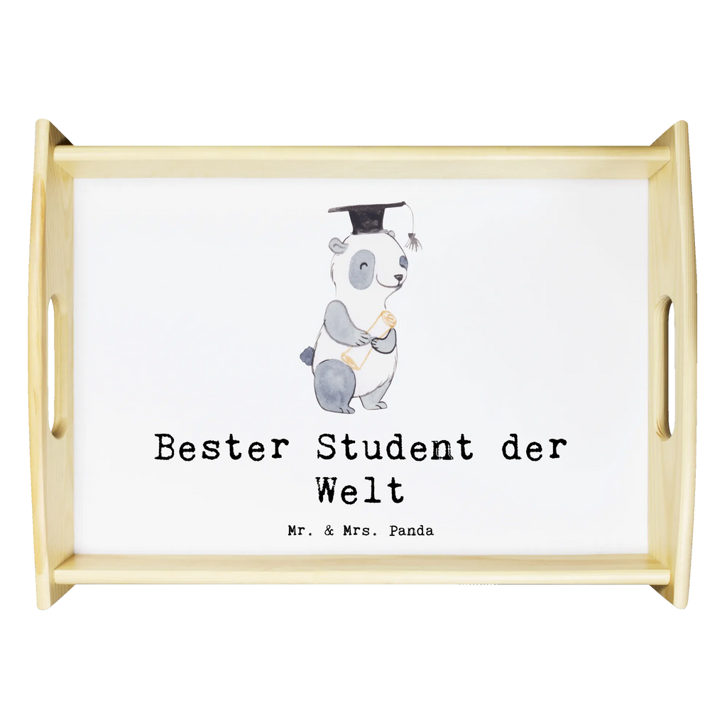 Serviertablett Panda Bester Student der Welt Serviertablett, Tablett, Holztablett, Küchentablett, Dekotablett, Frühstückstablett, für, Dankeschön, Geschenk, Schenken, Geburtstag, Geburtstagsgeschenk, Geschenkidee, Danke, Bedanken, Mitbringsel, Freude machen, Geschenktipp, Student, Studium, Sohn, Spaß, Musterschüler, lustig, Studienabschluss, witzig, Universität, Abschluss, Alumni, Uni, Studenten, Hochschule