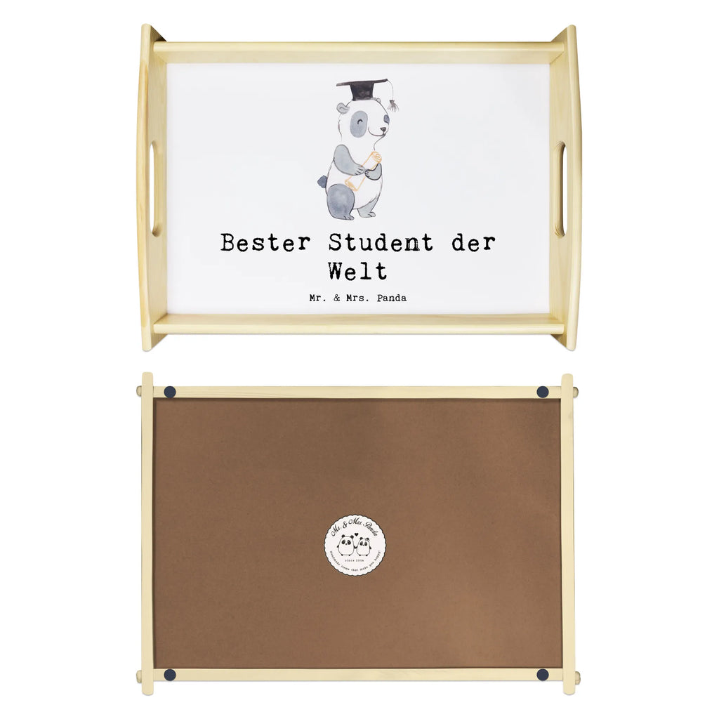 Serviertablett Panda Bester Student der Welt Serviertablett, Tablett, Holztablett, Küchentablett, Dekotablett, Frühstückstablett, für, Dankeschön, Geschenk, Schenken, Geburtstag, Geburtstagsgeschenk, Geschenkidee, Danke, Bedanken, Mitbringsel, Freude machen, Geschenktipp, Student, Studium, Sohn, Spaß, Musterschüler, lustig, Studienabschluss, witzig, Universität, Abschluss, Alumni, Uni, Studenten, Hochschule