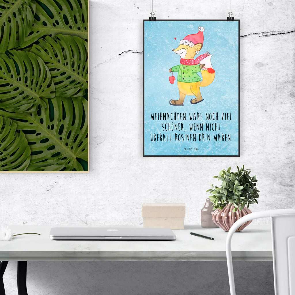 Poster Fox skates Poster, Wandposter, Bild, Wanddeko, Küchenposter, Kinderposter, Wanddeko Bild, Raumdekoration, Wanddekoration, Handgemaltes Poster, Mr. & Mrs. Panda Poster, Designposter, Kunstdruck, Posterdruck, Winter, Weihnachten, Weihnachtsdeko, Nikolaus, Advent, Heiligabend, Wintermotiv, Weihnachtsmann, Weihnachtstage, Weihnachtsbaum, Tannenbaum, Weihnachtszeit