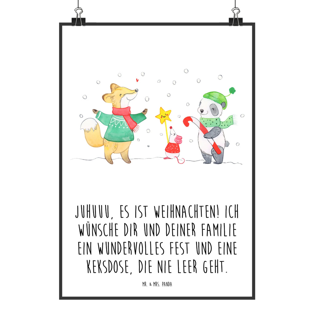 Poster Winter Weihnachtsfreude Poster, Wandposter, Bild, Wanddeko, Küchenposter, Kinderposter, Wanddeko Bild, Raumdekoration, Wanddekoration, Handgemaltes Poster, Mr. & Mrs. Panda Poster, Designposter, Kunstdruck, Posterdruck, Winter, Weihnachten, Weihnachtsdeko, Nikolaus, Advent, Heiligabend, Wintermotiv, Weihnachtsmann, Weihnachtstage, Fuchs, Weihnachtsbaum, Tannenbaum, Weihnachtszeit