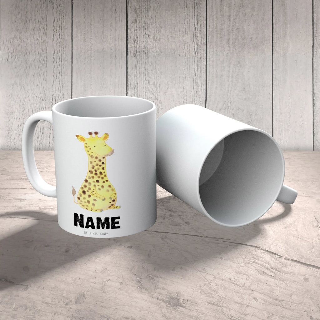 Personalisierte Tasse Giraffe Zufrieden Personalisierte Tasse, Namenstasse, Wunschname, Personalisiert, Tasse, Namen, Drucken, Tasse mit Namen, Afrika, Wildtiere, Giraffe, Zufrieden, Glück, Abenteuer