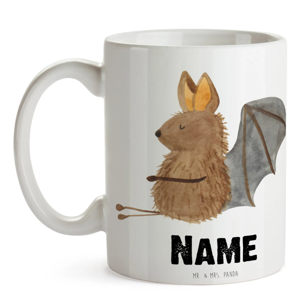 Personalisierte Tasse Fledermaus sitzend Personalisierte Tasse, Namenstasse, Wunschname, Personalisiert, Tasse, Namen, Drucken, Tasse mit Namen, Tiermotive, Gute Laune, lustige Sprüche, Tiere, Fledermaus, Fledermäuse, Motivation, entspannen