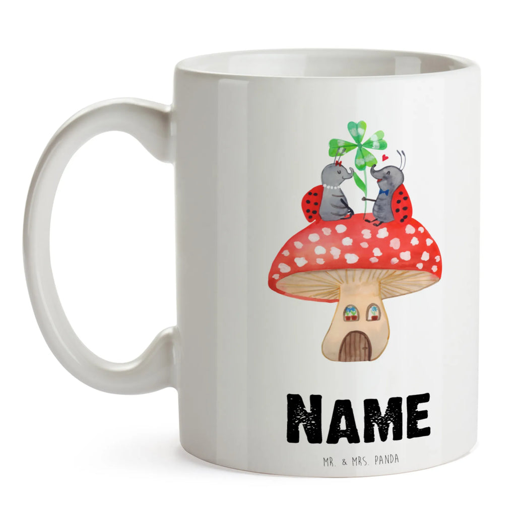 Personalisierte Tasse Marienkäfer Paar Fliegenpilz Personalisierte Tasse, Namenstasse, Wunschname, Personalisiert, Tasse, Namen, Drucken, Tasse mit Namen, Tiermotive, Gute Laune, lustige Sprüche, Tiere, Haus, Wohnung, zuhause, Fliegenpilz, Marienkäfer, Fleigenpilzhaus