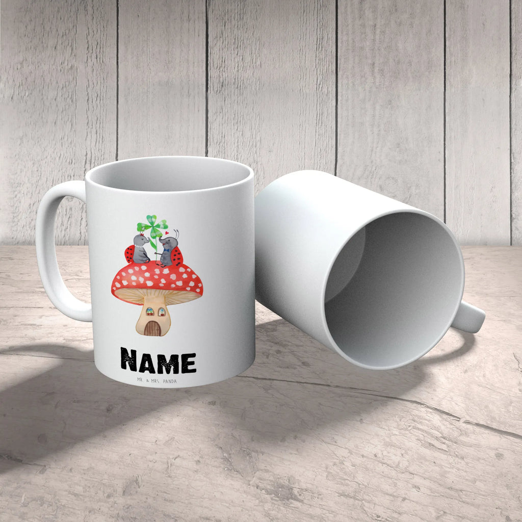 Personalisierte Tasse Marienkäfer Paar Fliegenpilz Personalisierte Tasse, Namenstasse, Wunschname, Personalisiert, Tasse, Namen, Drucken, Tasse mit Namen, Tiermotive, Gute Laune, lustige Sprüche, Tiere, Haus, Wohnung, zuhause, Fliegenpilz, Marienkäfer, Fleigenpilzhaus