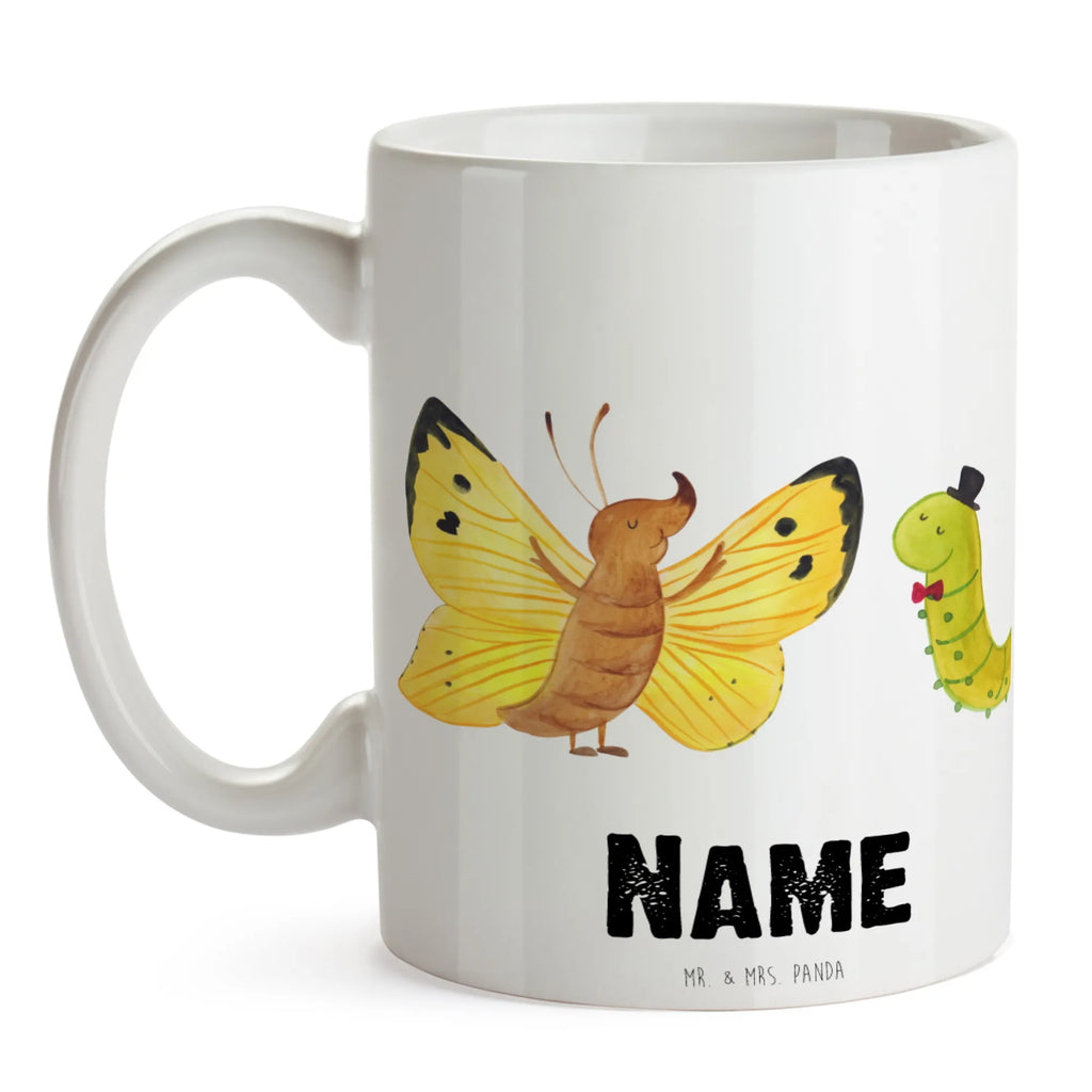 Personalisierte Tasse Raupe & Schmetterling Personalisierte Tasse, Namenstasse, Wunschname, Personalisiert, Tasse, Namen, Drucken, Tasse mit Namen, Tiermotive, Gute Laune, lustige Sprüche, Tiere, Raupe, Schmetterling, Zitronenfalter, Entwicklung, Erwachsen werden, Kokon, Hut, Hütchen, Schönheit, Aufwachsen