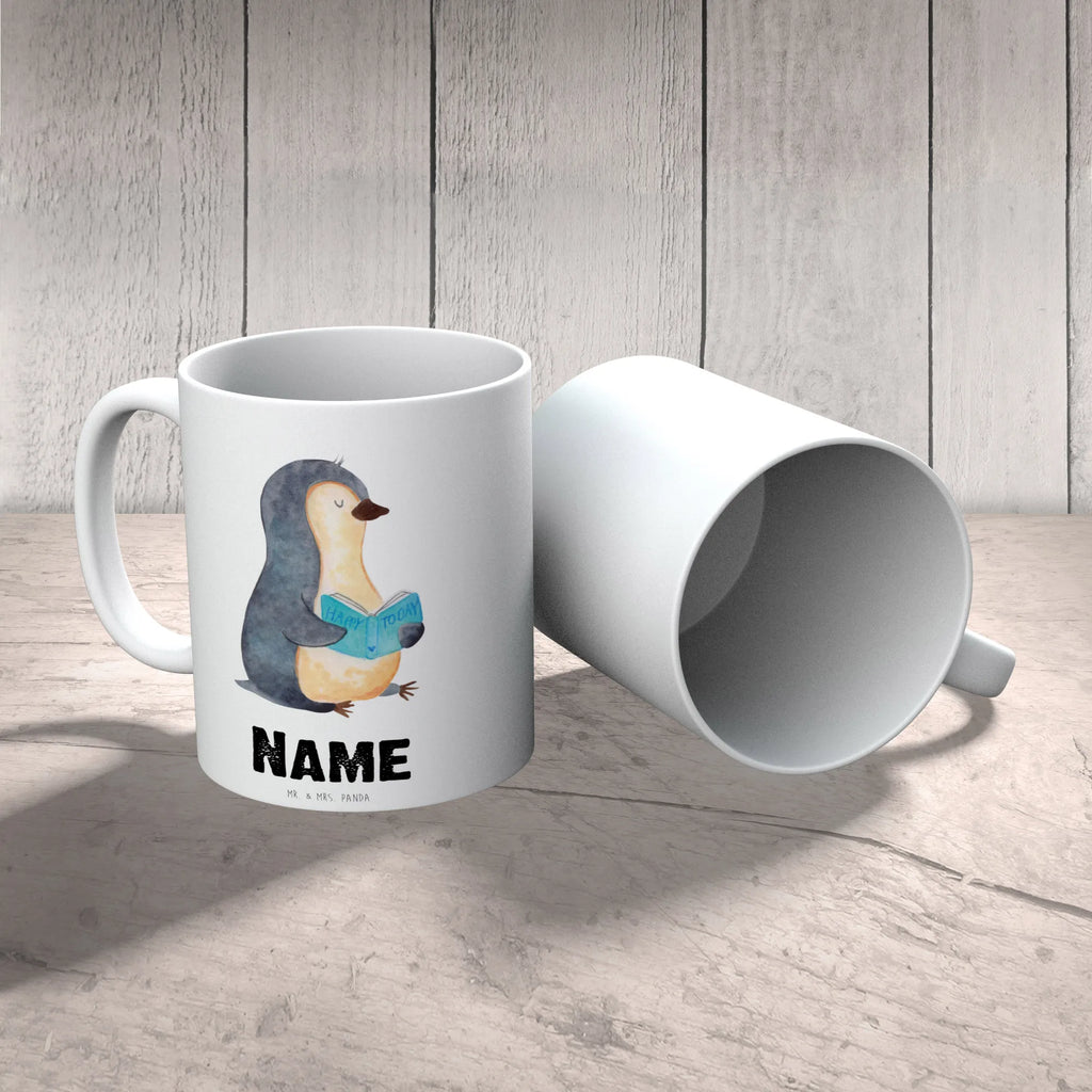 Personalisierte Tasse Pinguin Buch Personalisierte Tasse, Namenstasse, Wunschname, Personalisiert, Tasse, Namen, Drucken, Tasse mit Namen, Pinguin, Pinguine, Buch, Lesen, Bücherwurm, Nichtstun, Faulenzen, Ferien, Urlaub, Freizeit