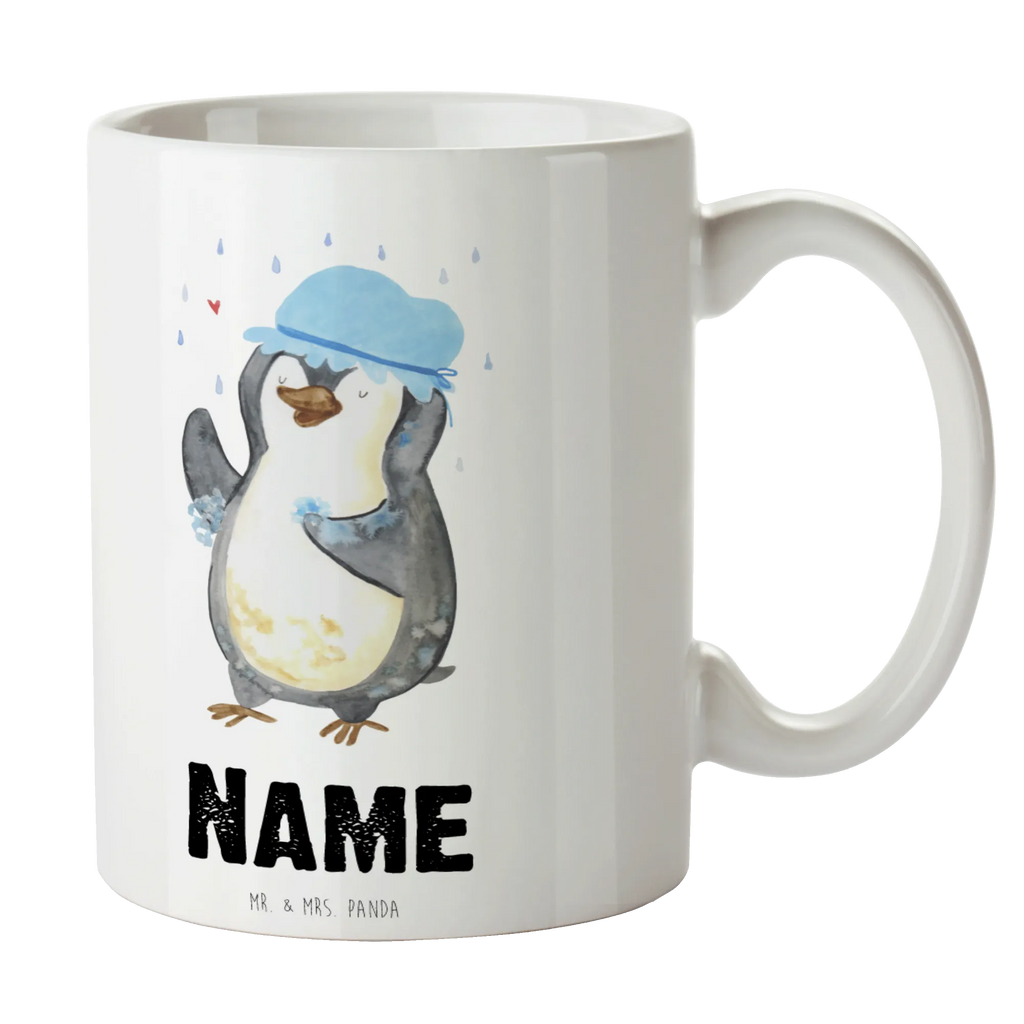 Personalisierte Tasse Pinguin duscht Personalisierte Tasse, Namenstasse, Wunschname, Personalisiert, Tasse, Namen, Drucken, Tasse mit Namen, Pinguin, Pinguine, Dusche, duschen, Lebensmotto, Motivation, Neustart, Neuanfang, glücklich sein