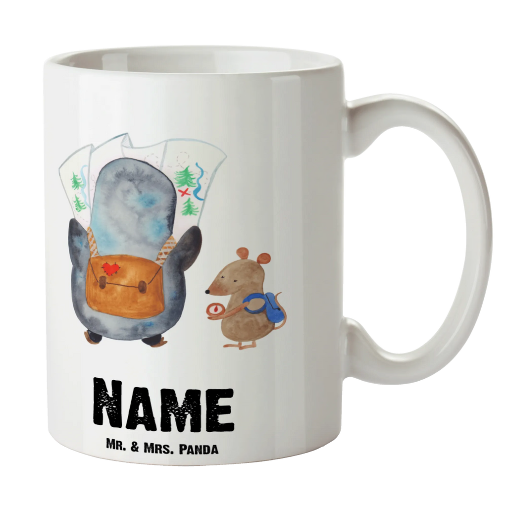 Personalisierte Tasse Pinguin & Maus Wanderer Personalisierte Tasse, Namenstasse, Wunschname, Personalisiert, Tasse, Namen, Drucken, Tasse mit Namen, Pinguin, Pinguine, Abenteurer, Abenteuer, Roadtrip, Ausflug, Wanderlust, wandern