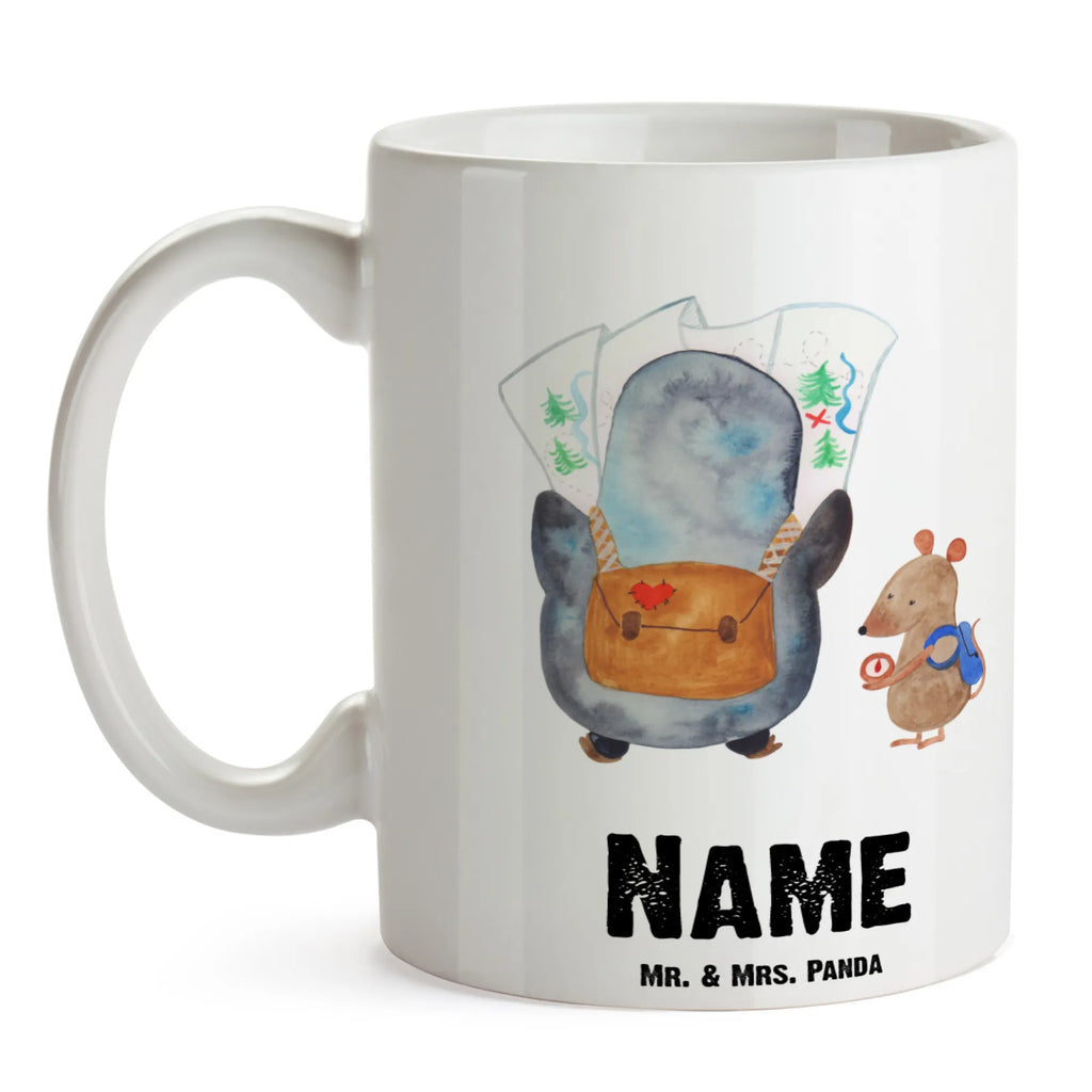 Personalisierte Tasse Pinguin & Maus Wanderer Personalisierte Tasse, Namenstasse, Wunschname, Personalisiert, Tasse, Namen, Drucken, Tasse mit Namen, Pinguin, Pinguine, Abenteurer, Abenteuer, Roadtrip, Ausflug, Wanderlust, wandern