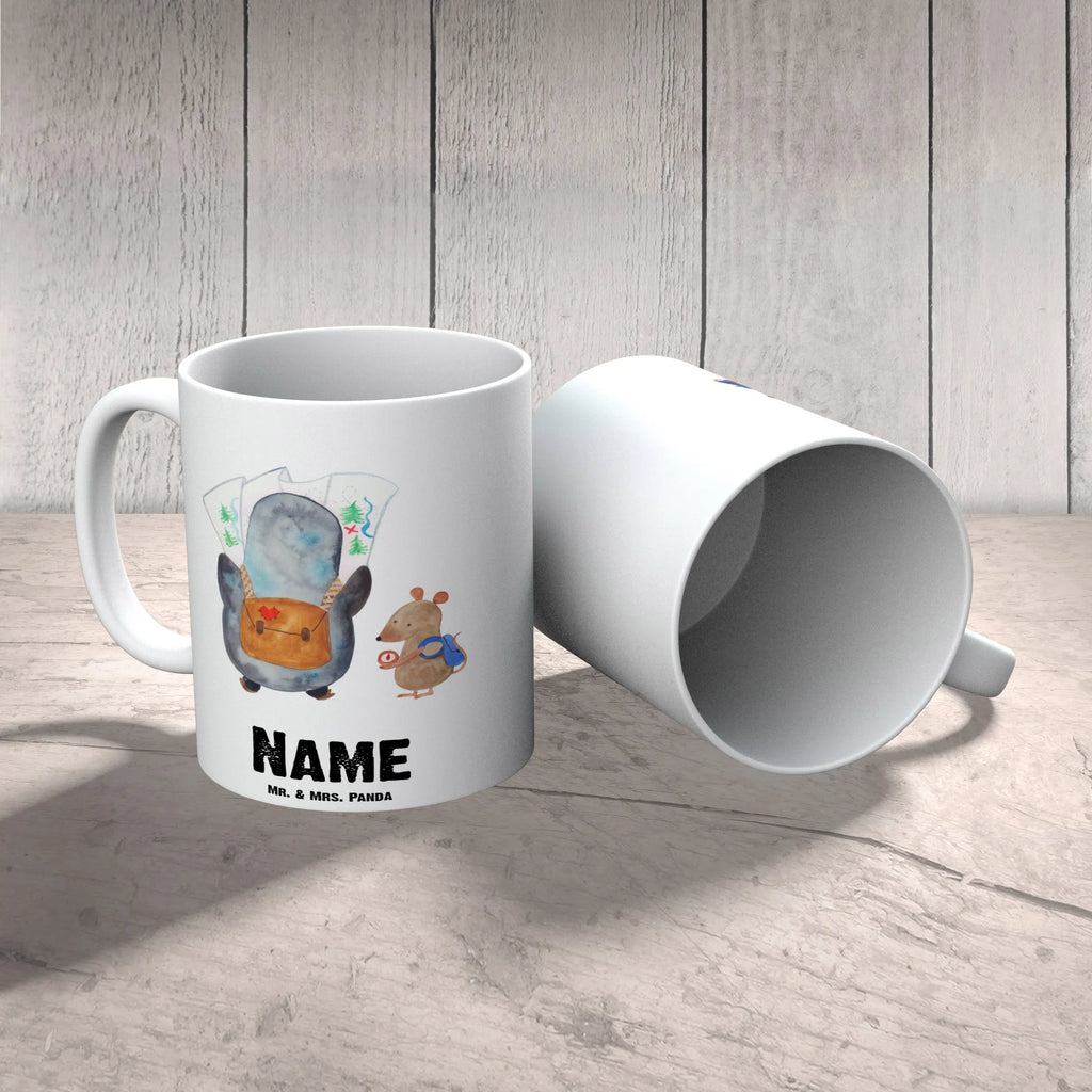 Personalisierte Tasse Pinguin & Maus Wanderer Personalisierte Tasse, Namenstasse, Wunschname, Personalisiert, Tasse, Namen, Drucken, Tasse mit Namen, Pinguin, Pinguine, Abenteurer, Abenteuer, Roadtrip, Ausflug, Wanderlust, wandern