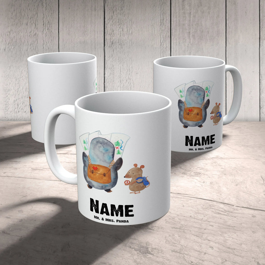 Personalisierte Tasse Pinguin & Maus Wanderer Personalisierte Tasse, Namenstasse, Wunschname, Personalisiert, Tasse, Namen, Drucken, Tasse mit Namen, Pinguin, Pinguine, Abenteurer, Abenteuer, Roadtrip, Ausflug, Wanderlust, wandern