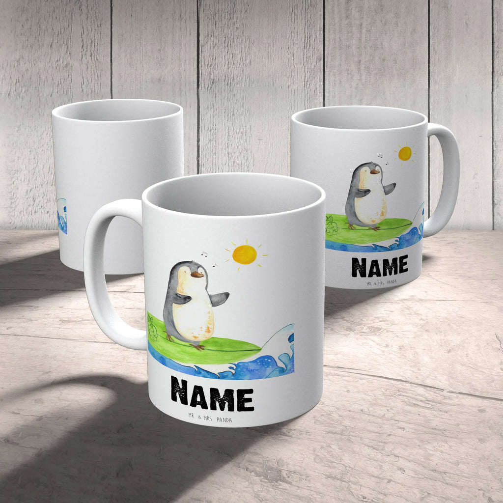 Personalisierte Tasse Pinguin Surfer Personalisierte Tasse, Namenstasse, Wunschname, Personalisiert, Tasse, Namen, Drucken, Tasse mit Namen, Pinguin, Pinguine, surfen, Surfer, Hawaii, Urlaub, Wellen, Wellen reiten, Portugal