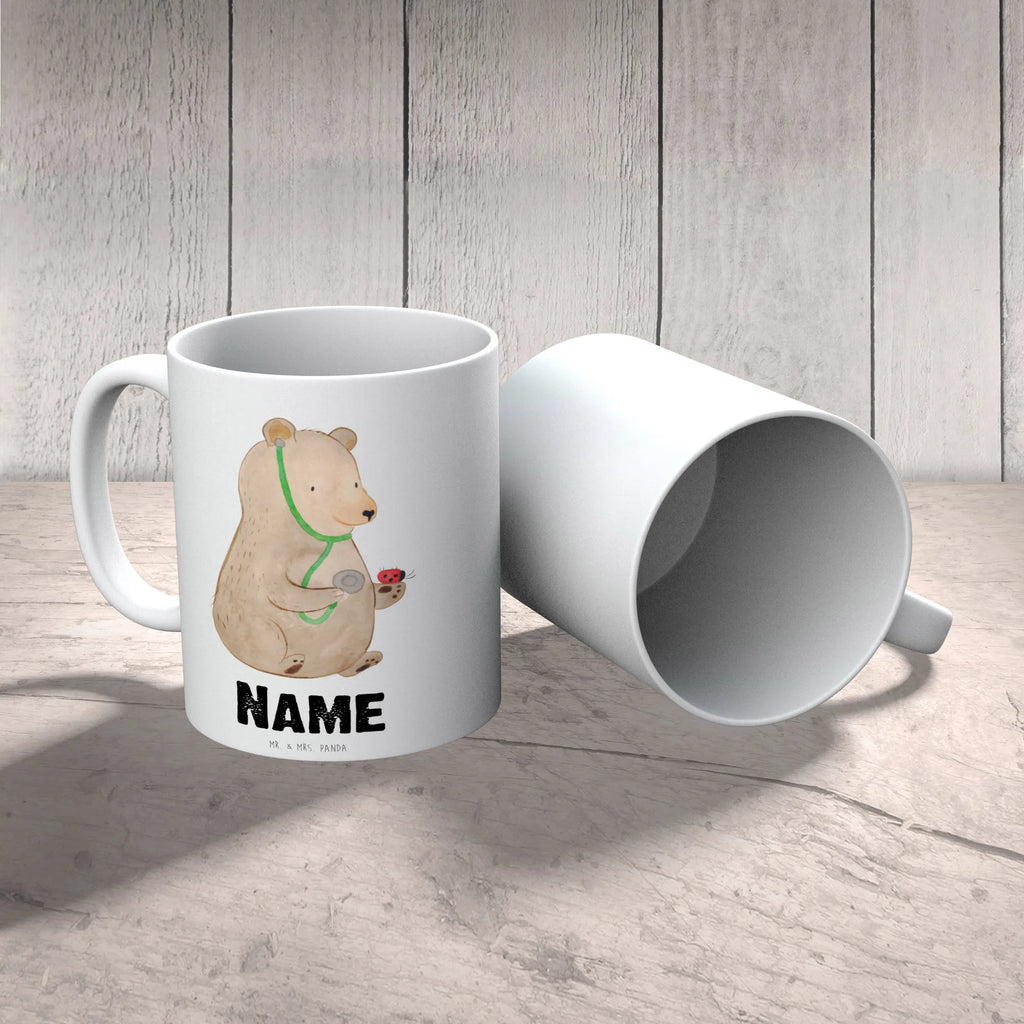 Personalisierte Tasse Bär Arzt Personalisierte Tasse, Namenstasse, Wunschname, Personalisiert, Tasse, Namen, Drucken, Tasse mit Namen, Bär, Teddy, Teddybär, Arzt, Ärztin, Doktor, Professor, Doktorin, Professorin