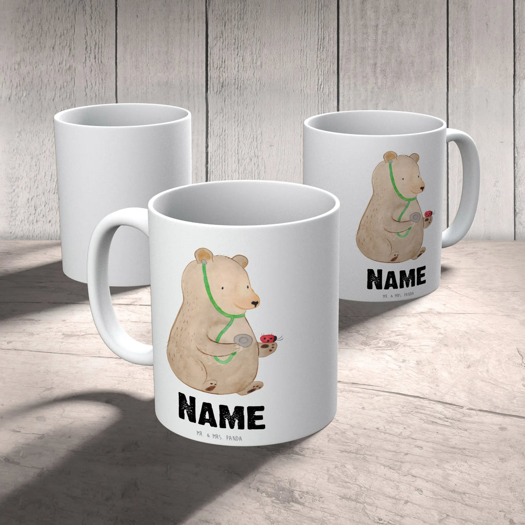 Personalisierte Tasse Bär Arzt Personalisierte Tasse, Namenstasse, Wunschname, Personalisiert, Tasse, Namen, Drucken, Tasse mit Namen, Bär, Teddy, Teddybär, Arzt, Ärztin, Doktor, Professor, Doktorin, Professorin