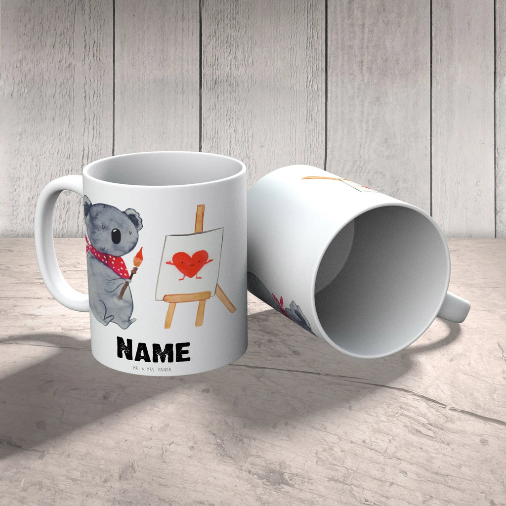 Personalisierte Tasse Koala Künstler Personalisierte Tasse, Namenstasse, Wunschname, Personalisiert, Tasse, Namen, Drucken, Tasse mit Namen, Koala, Koalabär, Liebe, Liebensbeweis, Liebesgeschenk, Gefühle, Künstler, zeichnen