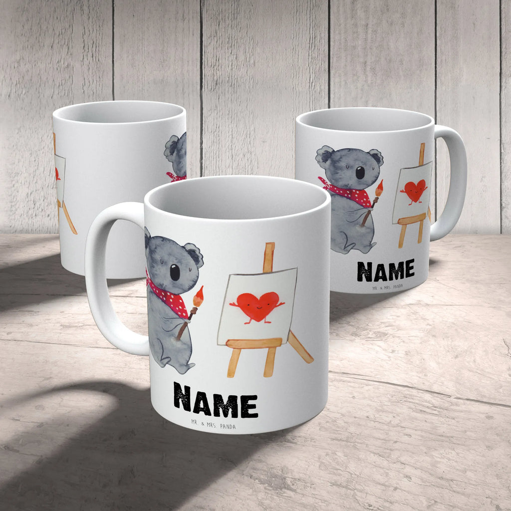 Personalisierte Tasse Koala Künstler Personalisierte Tasse, Namenstasse, Wunschname, Personalisiert, Tasse, Namen, Drucken, Tasse mit Namen, Koala, Koalabär, Liebe, Liebensbeweis, Liebesgeschenk, Gefühle, Künstler, zeichnen