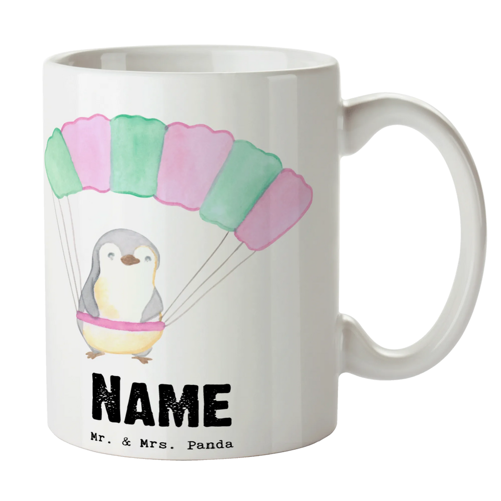 Personalisierte Tasse Pinguin Fallschirm springen Personalisierte Tasse, Namenstasse, Wunschname, Personalisiert, Tasse, Namen, Drucken, Tasse mit Namen, Geschenk, Sport, Sportart, Hobby, Schenken, Danke, Dankeschön, Auszeichnung, Gewinn, Sportler, Fallschirmspringen, Skydive, Fallschirmsprung