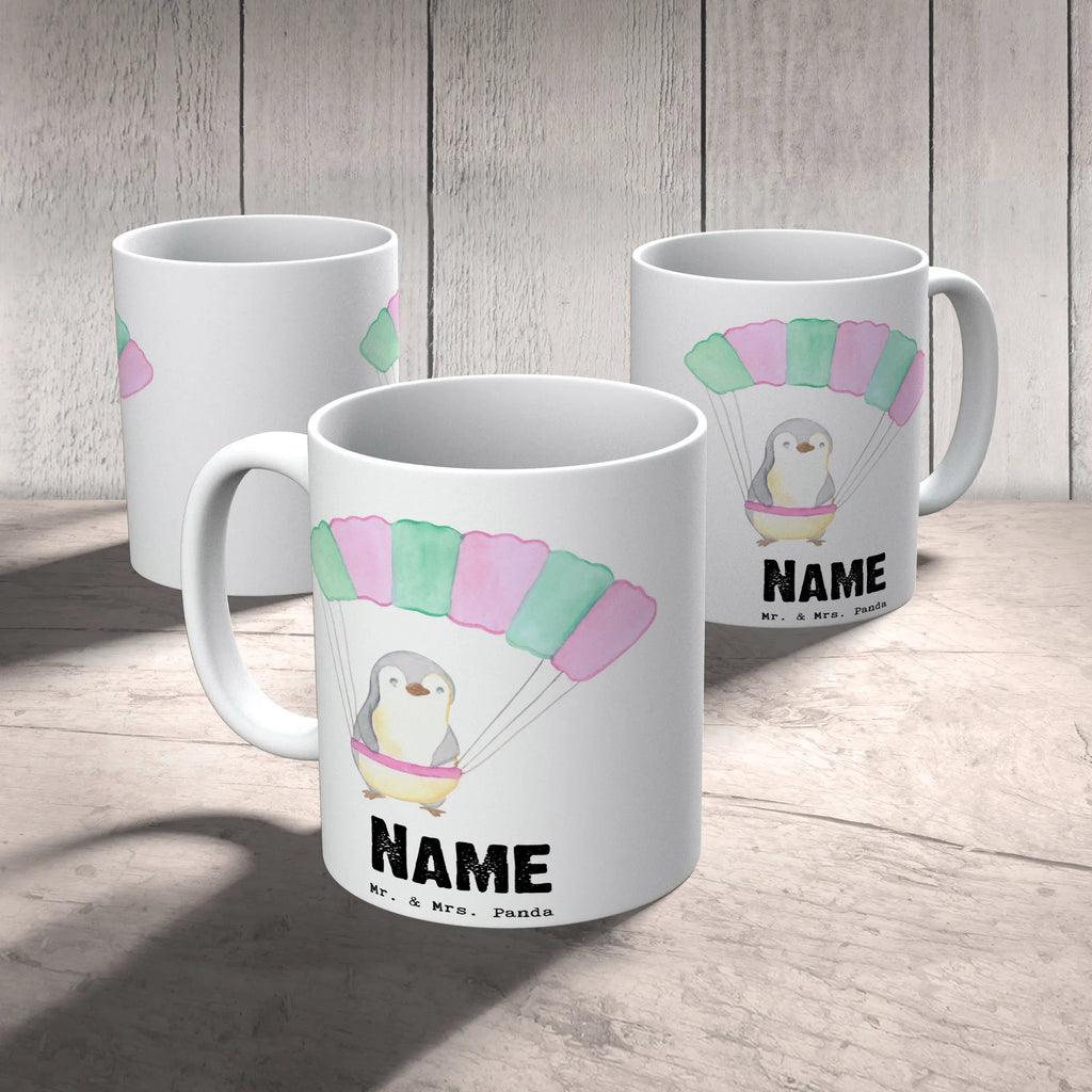 Personalisierte Tasse Pinguin Fallschirm springen Personalisierte Tasse, Namenstasse, Wunschname, Personalisiert, Tasse, Namen, Drucken, Tasse mit Namen, Geschenk, Sport, Sportart, Hobby, Schenken, Danke, Dankeschön, Auszeichnung, Gewinn, Sportler, Fallschirmspringen, Skydive, Fallschirmsprung