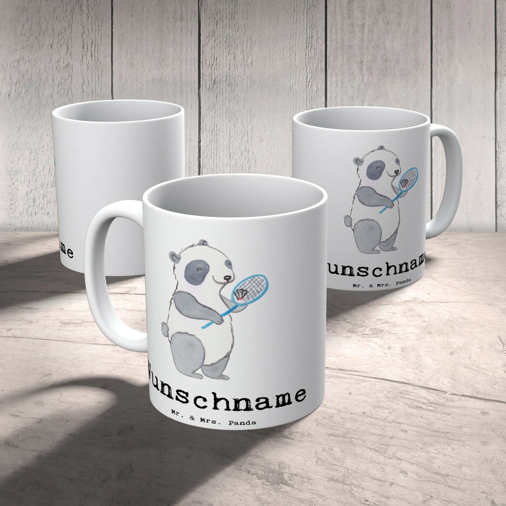 Personalisierte Tasse Panda Badminton Personalisierte Tasse, Namenstasse, Wunschname, Personalisiert, Tasse, Namen, Drucken, Tasse mit Namen, Geschenk, Sport, Sportart, Hobby, Schenken, Danke, Dankeschön, Auszeichnung, Gewinn, Sportler, Badminton, Badminton spielen