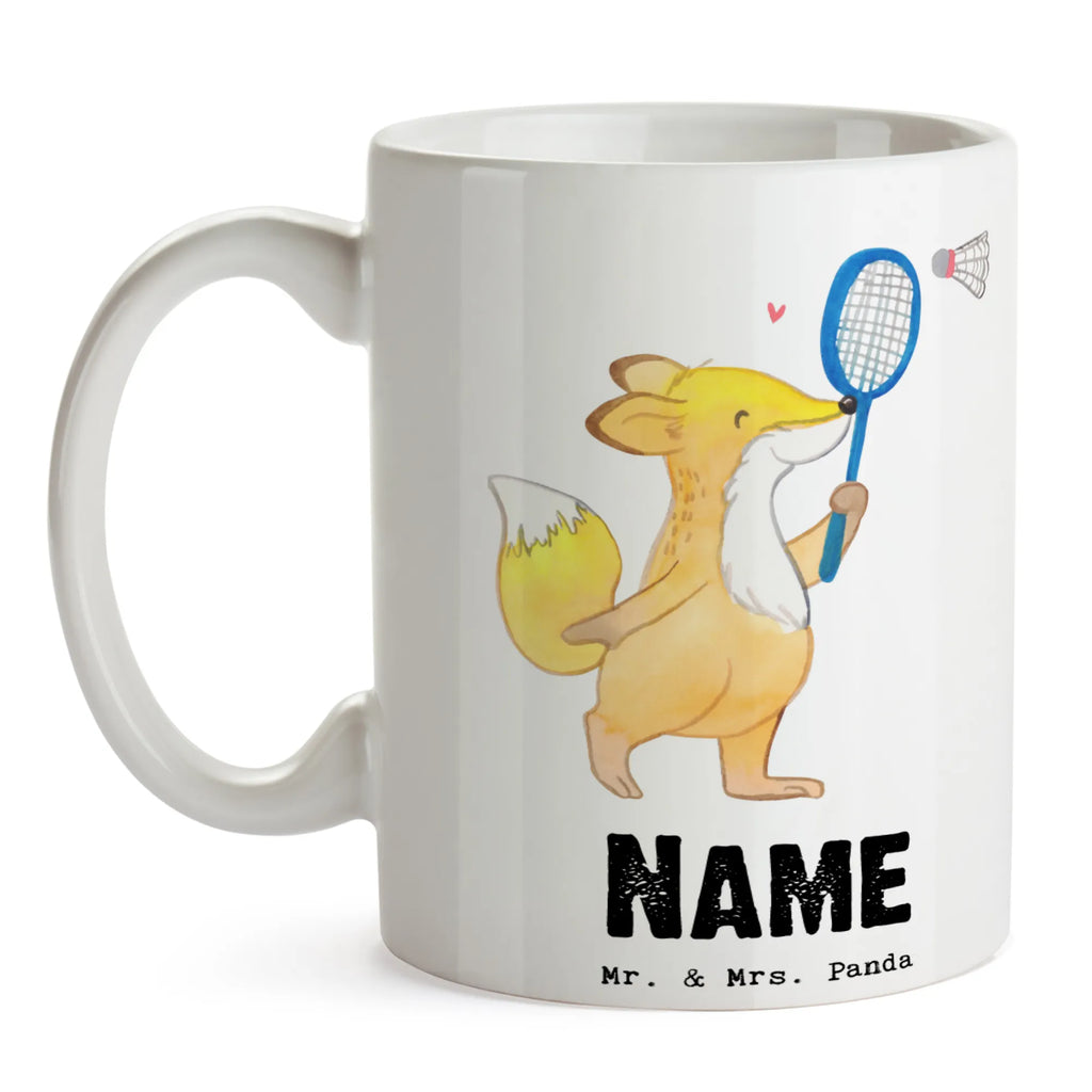 Personalisierte Tasse Fuchs Federball spielen Personalisierte Tasse, Namenstasse, Wunschname, Personalisiert, Tasse, Namen, Drucken, Tasse mit Namen, Geschenk, Sport, Sportart, Hobby, Schenken, Danke, Dankeschön, Auszeichnung, Gewinn, Sportler, Federball spielen, Badminton